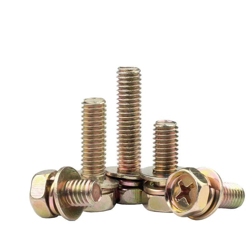 M10 Brass Screw Set Cross Concave Brain Yellow Outer Hex Spacer Screws Convex End Bolt Hex Metric/Inch Measurement GB Standard