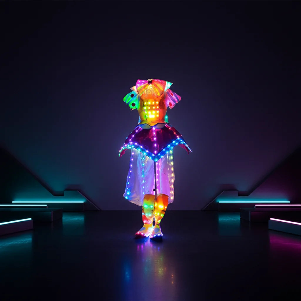 WL-0336 LED Light Girls Dancer Dress Stage Performance Wear Evening Party Dress Rave Fairy Costumes Romantic OEM Service 1 Piece