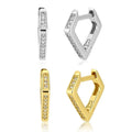 YHE0213  925 Sterling Silver Rhombus Triangle Zircon CZ Crystal Huggies Hoops 2025 Piercing Luxury Pendiente Jewelry Rock Punk