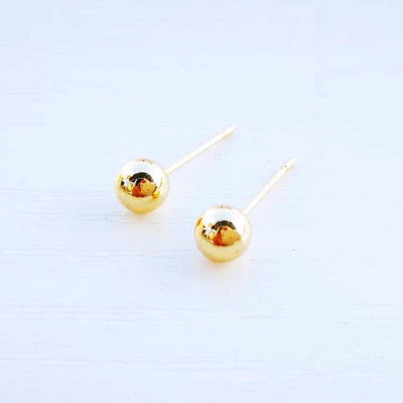 Mirror Beads 3.4.5.6mm316 Stainless Steel Bean Stud Earrings