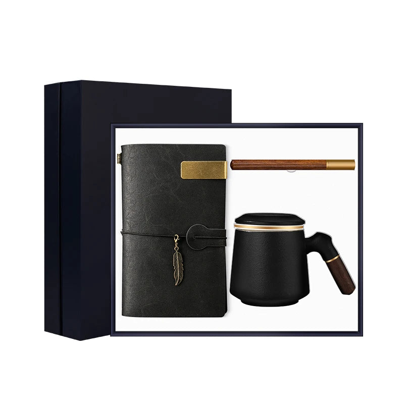 3 in 1 Office Mugs & A6 Notebook Set with Wood Pen Promotional Business Gift Ideas for Thanksgiving