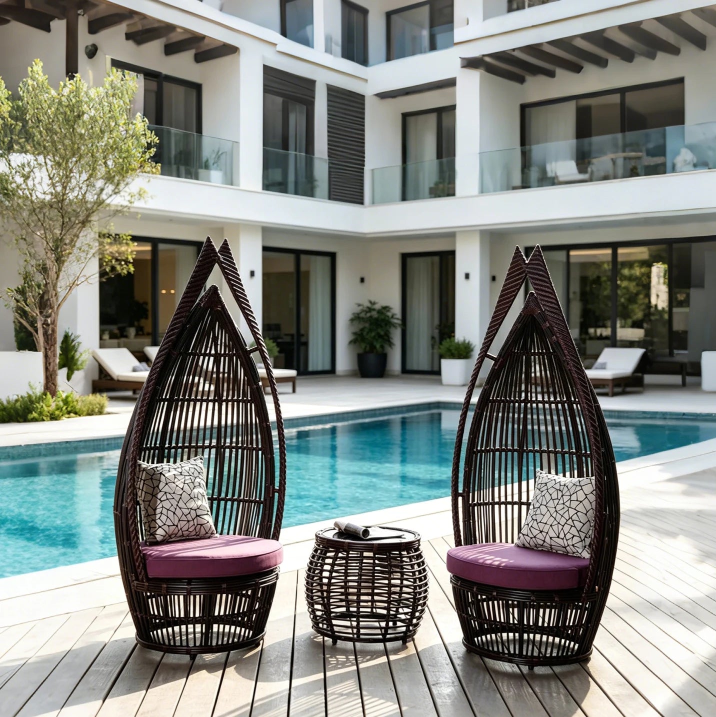 Modern Comfortable Bird Nest Outdoor Rattan Lounge Sofa Creative Patio Furniture for Courtyard Villa Swimming Pool for Dining