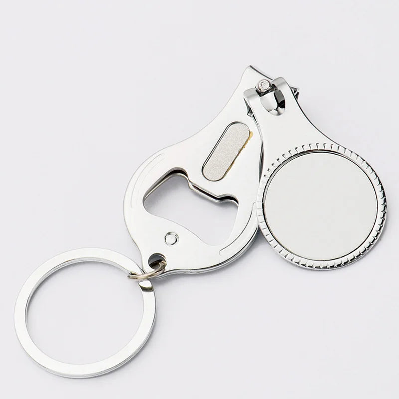 Wholesale Custom Sublimation Blanks Nail Clipper Keychain Custom Metal Keyring with Bottle Opener