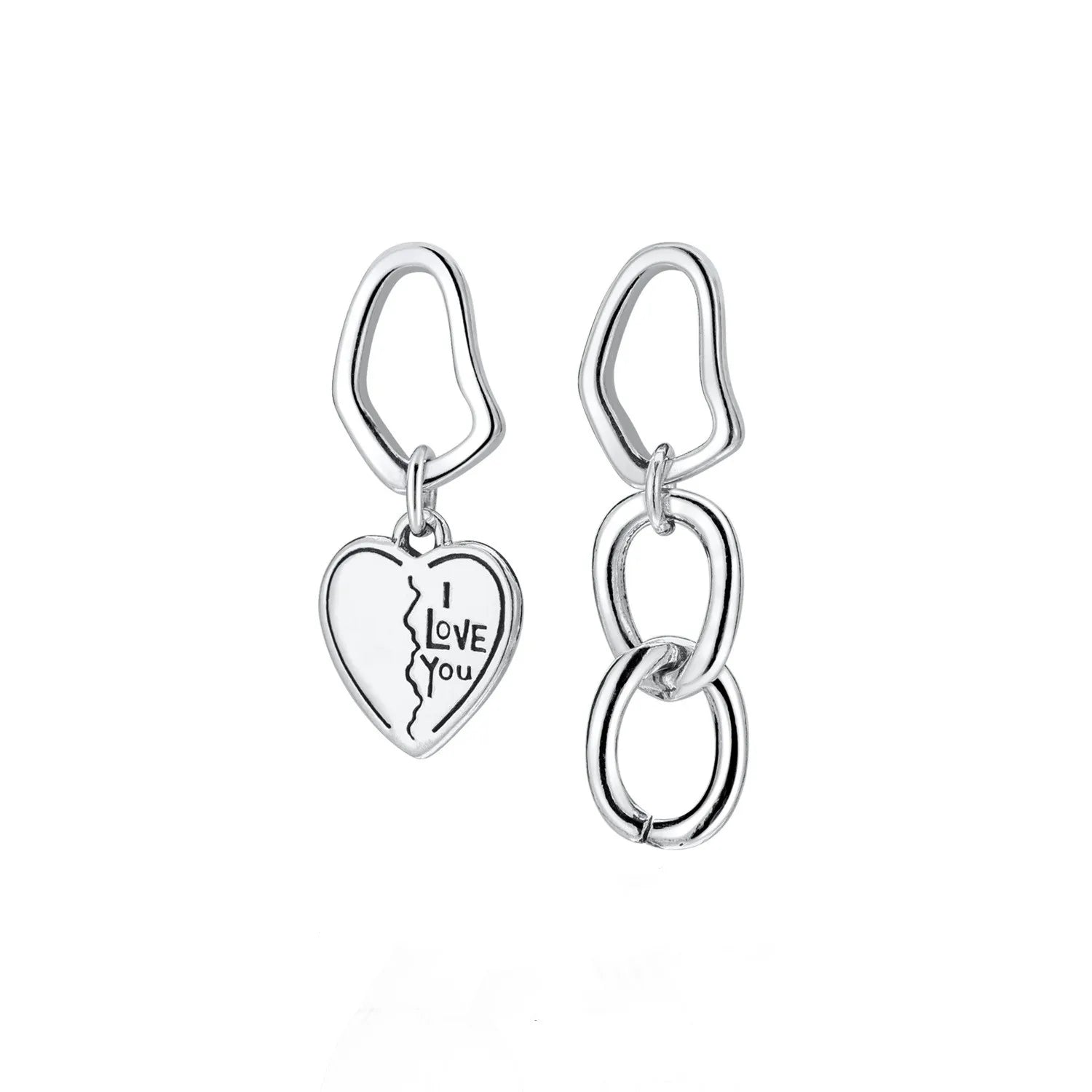 New Style S925 Sterling Silver Fashion Earrings Heart Unique Asymmetric Luxury Drop Earrings Irregular Designer Earrings Women
