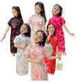 Ecowalso  Qipao for Girls Summer Floral Mini Dress 1-10 Years Teenager Chinese Style Cheongsam Traditional Ethnic Costume