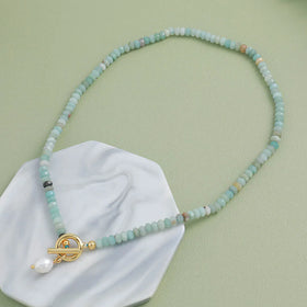 2024 Color Stone Gemstone Necklace With Freshwater Pearl Pendant Necklace Birthstone Necklace