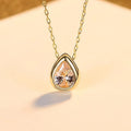 925 Sterling Silver Water Drop Pendant Necklace Gold Plated Tear Drop Shape Cubic Zirconia Necklaces Fine Jewelry for Women