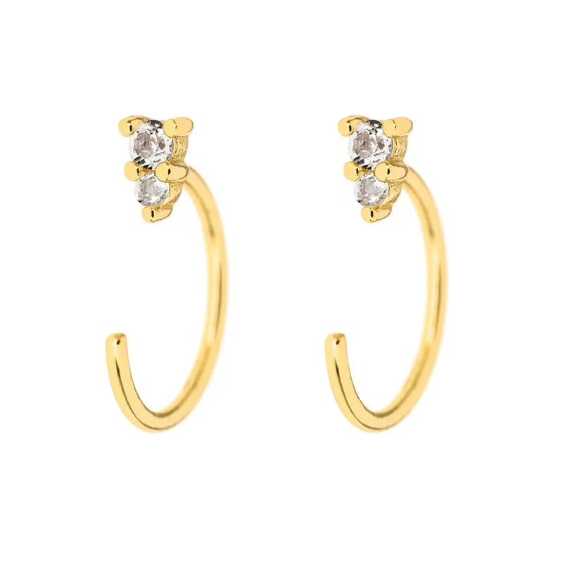 Gemnel 925 Sterling Silver Jewelry 18k Gold Plated Zirconia Diamond Hoop Huggie Earrings Women