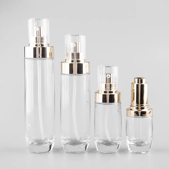 New Design Cream Serum Lotion Bottle and Jar Refillable Glass Jar Pot Makeup Jars and Bottles for Cosmetics