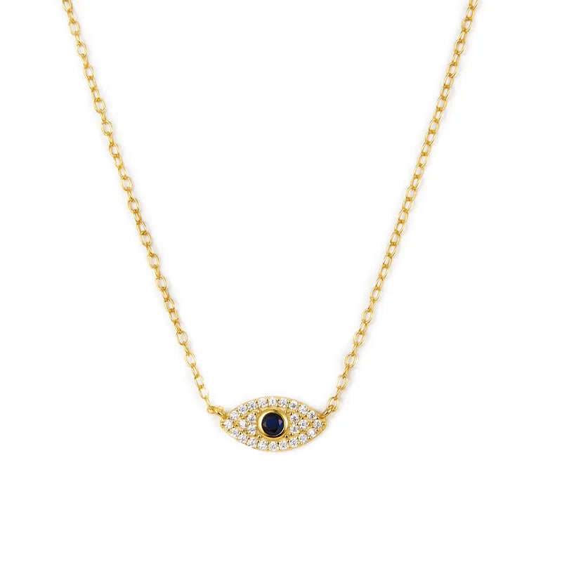 Luxury 925 Sterling Silver Dainty Eye Necklace for Women Gold Plated Link Chain for Wedding or Gift