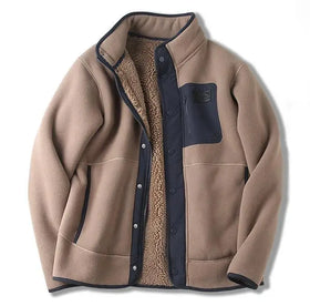Wholesale Thick Zip Men Winter Jackets Custom Men Outdoor Grey Soft Stand Collar Coat Fleece Jacket