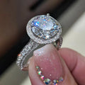 CAOSHI Customable Dazzling Round Crystal Cubic Zirconia Finger Rings for Luxury Women Wedding Engagement Silver Plated CZ Rings