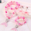 Plastic Pearl Beads pink and Purple Kids Jewelry Girls Toddler Christmas Beads Mermaid Pendant Jewelry Sets for Children
