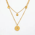 JOOLIM 18K Gold Plated Round Star Stainless Steel Pendant Layered Necklace Trendy Necklace Wholesale