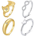 Zuola Fine Jewelry Set Hot Selling Multi Style Ring Set Combination Finger Shiny Zircon 18K Gold Plated Jewelry Ring for Women