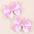 2Pcs Cute Pattern Hair Clips Customized Printed Grosgrain Ribbon Hair Bows for Kids Girl