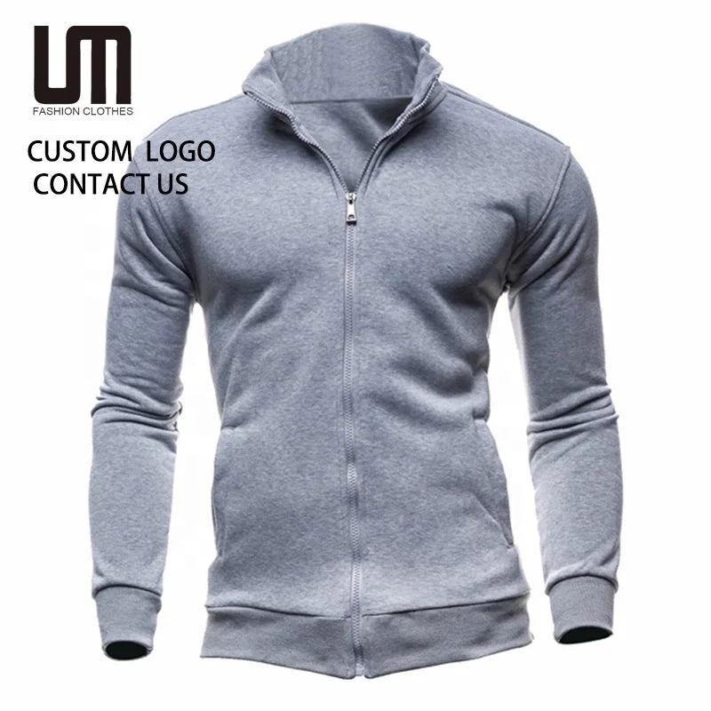 Clearance Sales Custom Wholesale Men's Windproof Sports Sweatshirt - Outdoor Zipper Coat with Solid Colors