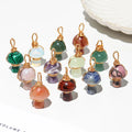 Wholesale Jewelry Gemstone Pendant Accessories Crystal Agate Sand Stone Wire Wrapped Healing Stone Mushroom Necklace Pendant