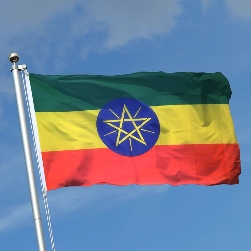 Wholesale Fast Shipping Customized Logo 100% Polyester Flags 3x5ft the Federal Democratic Republic of Ethiopia All Country Flag