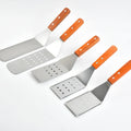 Professional Kitchen Stainless Steel Utensil Wooden Handle BBQ Grill Pizza Burger Turner Griddle Long Metal Spatula for Utensil