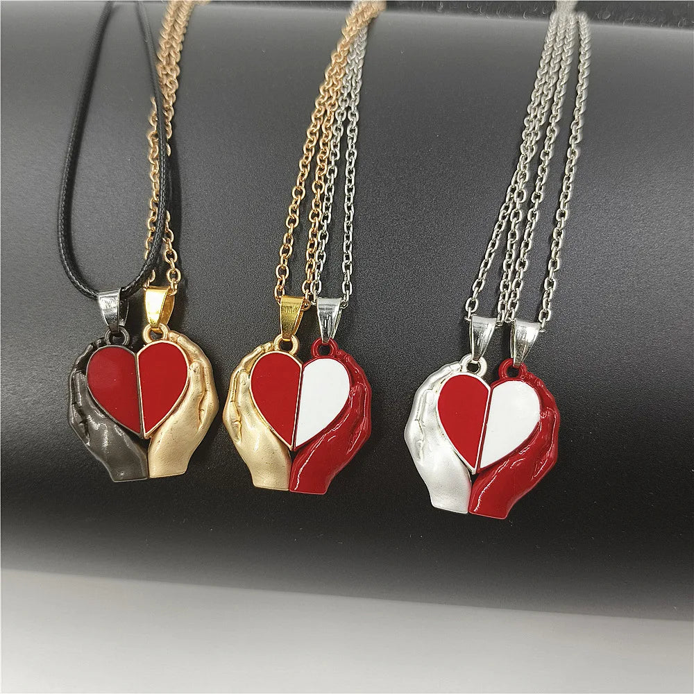 Minimalist Jewelry Couple Necklace Splicing Hand Necklace Magnetic Heart Couple Necklace