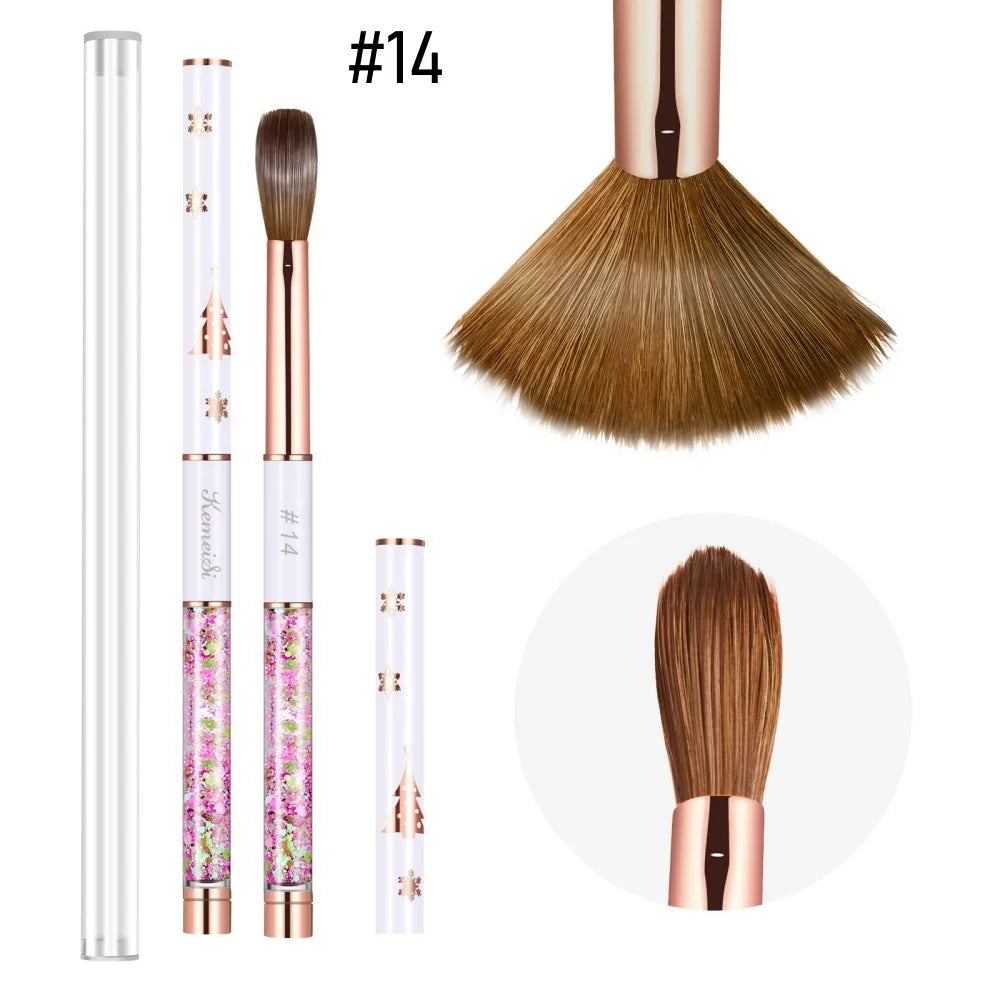 Factory Sale Nail Brushes Pinceles Kolinsky 14 Crimped Professional Metal Handle 100 Pure Acrylic Brush with Long Life