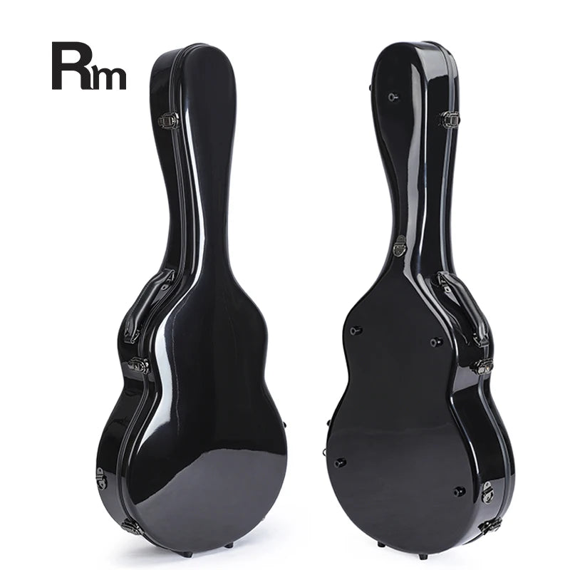 SUN-C BK Custom Logo Customizable Size Acoustic Classical Bass Guitar Fiberglass Case 41" Handmade Leather Handle Red Velvet