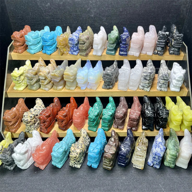 2inch Bulk Wholesale Natural Healing Stones Crystal Polished Gravel Crystal Head Dragon for Home Decoration