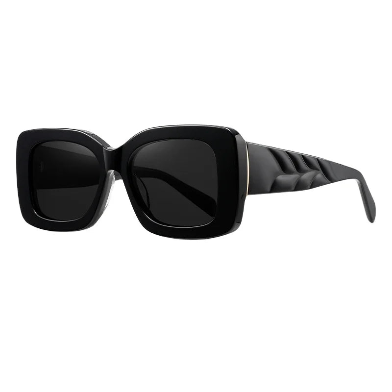 2024 Custom Logo Luxury Gafas De Sol Sunglasses Handmade Rectangle Thick Square Acetate Men Black Frame UV400 Polarized Unisex