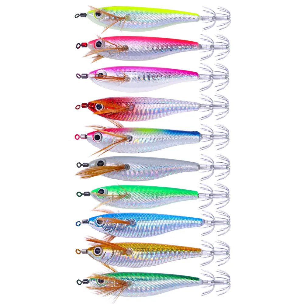 Wholesale SJ055 10cm 9g Sea Saltwater Luminous Shrimp Baits Squid Jig Fishing Lures