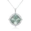 YBO Custom 925 Sterling Silver Green Amethyst Necklace Geometric Pattern with Rhodium Plating Wedding Jewelry for Women