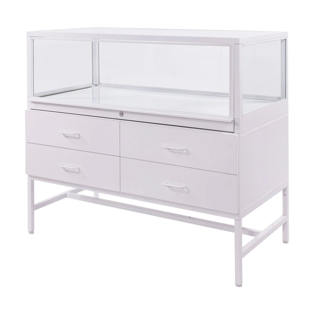 Hot Selling Full Vision Tempered Glass LED Showcase Freestanding MDF Retail Shop Display