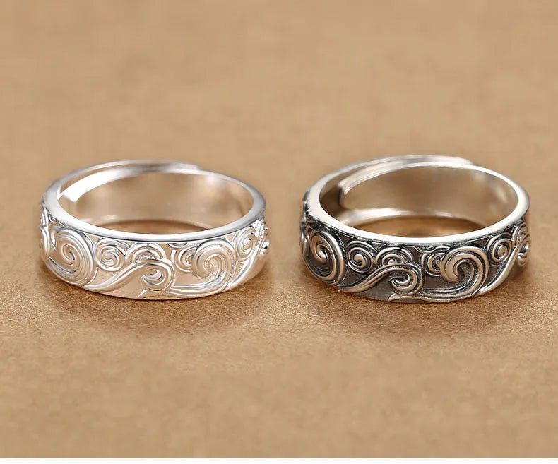 BASQUESUN Factory Wholesale Custom Purple Oriental Men's Trendy Ins Personalized Single Fashion Vintage Relief Cloud Ring