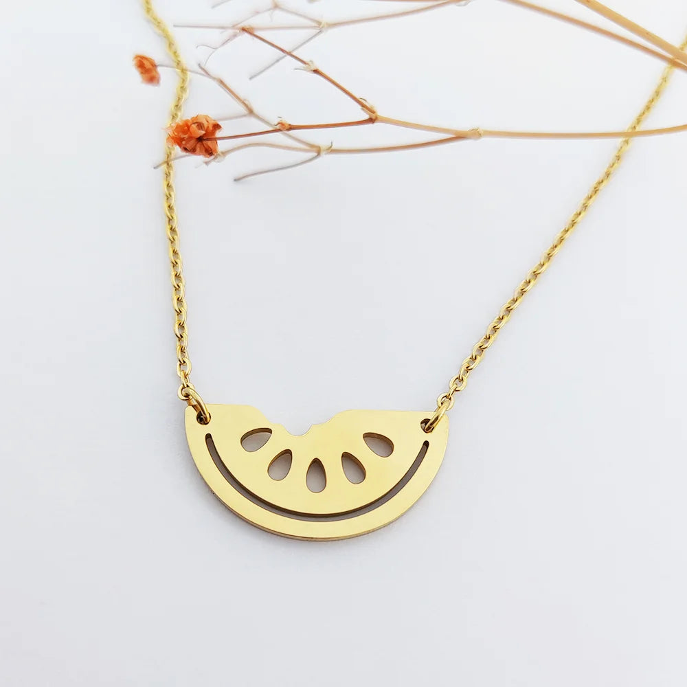 Watermelon Charm Gold Plated 18K Necklace  Website Gold Plated Jewelry Necklace Boho Jewelry Gold Vermeil Necklace