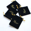 Custom Logo 8x10cm Black Velvet Jewelry Gift Bag Recyclable Small Velvet Pouch for Necklaces Gemstones Screen Printing Finish