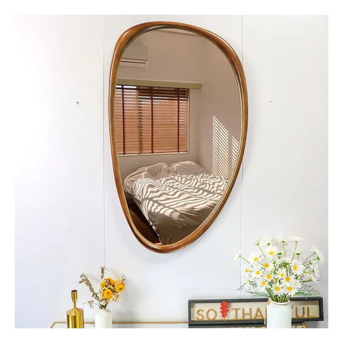 100x60cm Superior Quality Home Decor Irregular Shaped Wall Mirrors Large Solid Wood Frame Black Wall Mirror for Living Room