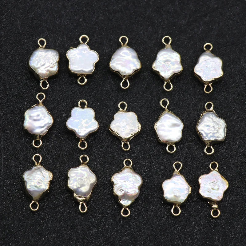 Huiying Freshwater Baroque Pearl edge gold double headed buttoned pearl pendant star shape pendant necklace Jewelry