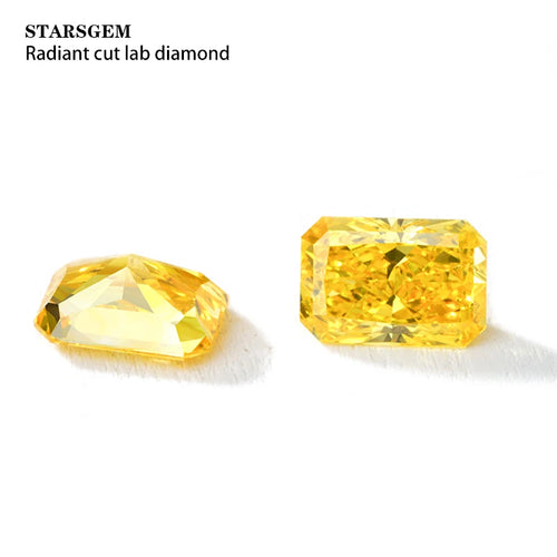 0.2ct 0.3ct 0.5ct Yellow Diamond High Quality Supplier Starsgem HPHT CVD Radiant Shape Colorful Yellow Lab Grown Diamonds