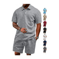 Men's Summer Tracksuits Short Sleeved Gym Sports Suits Polo Shirt and Shorts Set