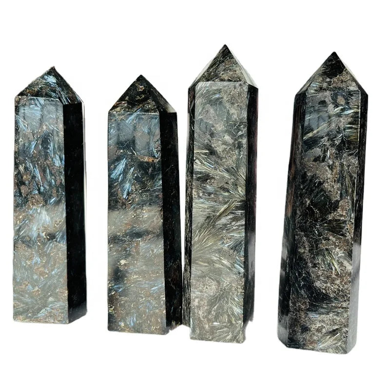 Gemstone Healing Crystal Wholesale Natural Fireworks Stone Crystal Wand Points Healing Astrophyllite Tower for Decoration