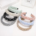 MIO Spring Summer Headbands Fashion for Woman and Girls Cute Lace Net Headband Pearls Daily Party Hair Accessories