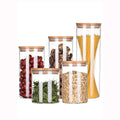 High Quality Borosilicate Glass Spice Jar Tube Shaped Storage Container with Bamboo Lid for Food Seasoning Storage
