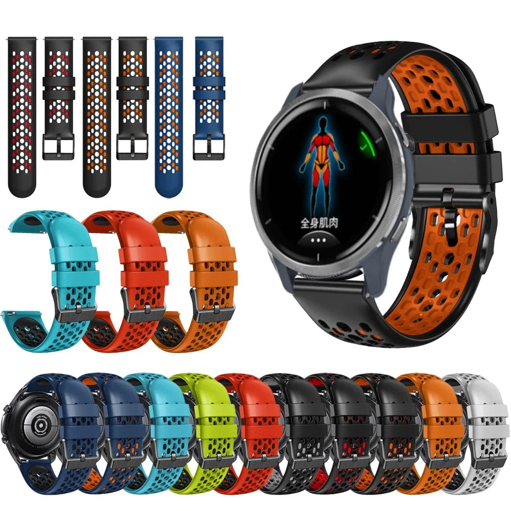 ShanHai Strap for Garmin Vivoactive 4/Venu 2/Forerunner 265 255 Music Band Silicone 22mm Sports Replace Accessories