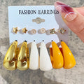SC Korean Butterfly Snake Drop Statement Earrings Pack Gift Fashion 5 Pairs Chunky Acrylic Hoop Earrings Set for Women Girls