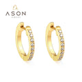Ason Online Fashion Jewellery 18k Gold Stainless Steel Hyposensitivity Vermeil Cubic Zirconia Huggie Hoop Earrings for Women