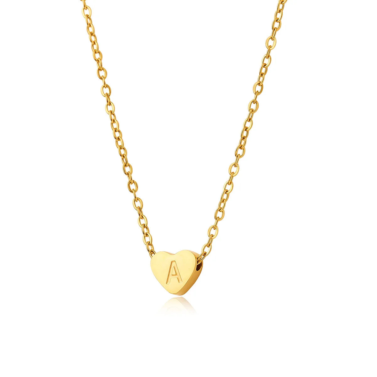 Fashion Jewelry Heart Letter Pendant Necklace Stainless Steel Gold Plated Necklace Unique Gift for Women