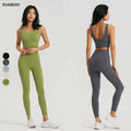 Summer High Waist Breathable Tummy Control Yoga Sets Fitness Wear Women's Custom Logo Front Pockets
