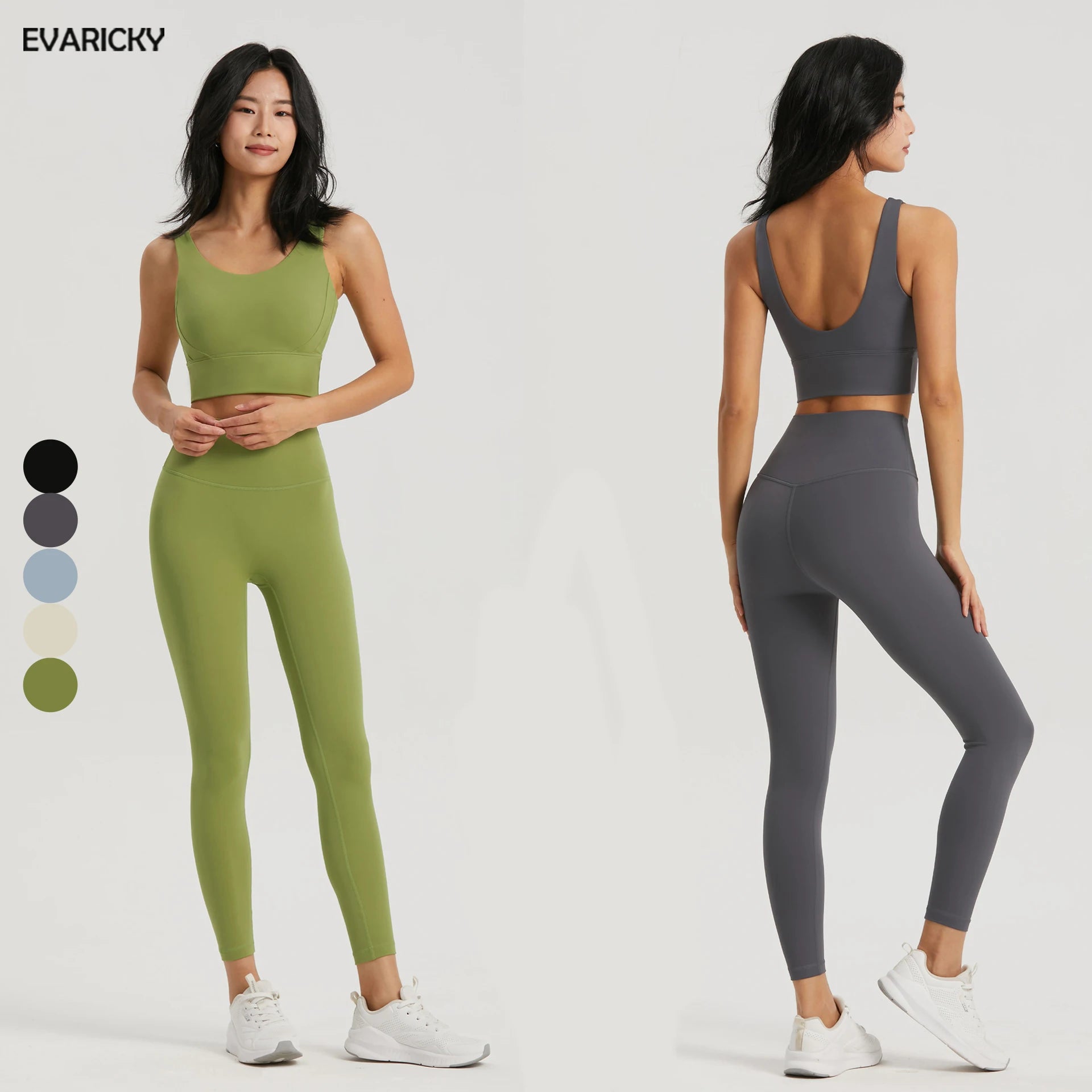 Summer High Waist Breathable Tummy Control Yoga Sets Fitness Wear Women's Custom Logo Front Pockets