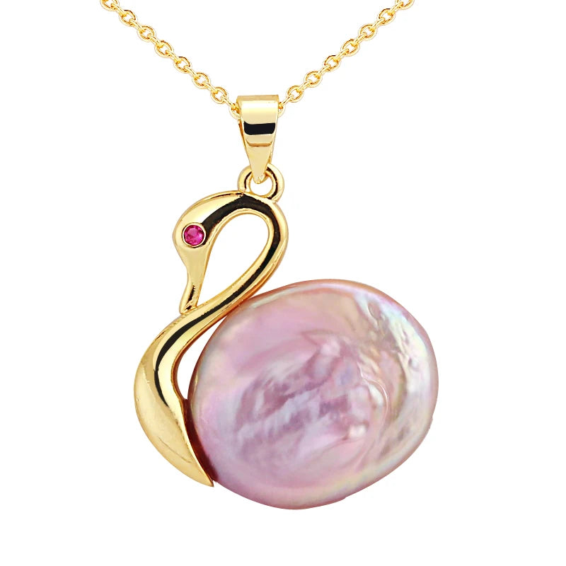 Wholesale Baroque Swan Pearl Pendant Natural Freshwater Pearl Necklace Jewelry for Women