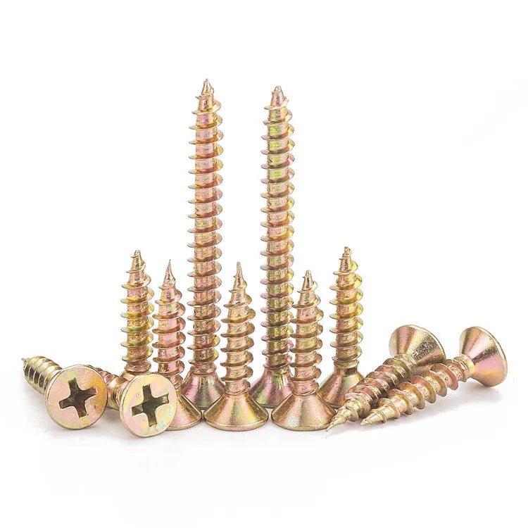 M3.5 M4 M5 5x30 Countersunk Flat Head Self Tapping Wood Screw Phillips Chipboard Screws 100pcs/bag Yellow Zinc Carbon Steel